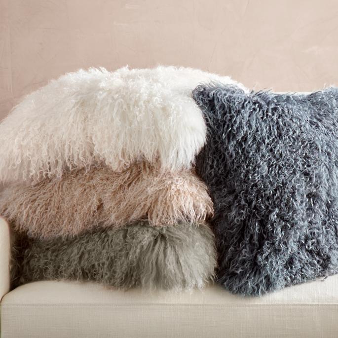 Mongolian Fur Decorative Pillow Cover